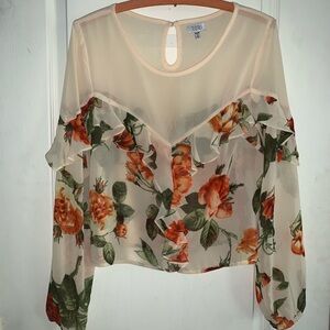 TOBI floral blouse sheer flower long sleeve see through top